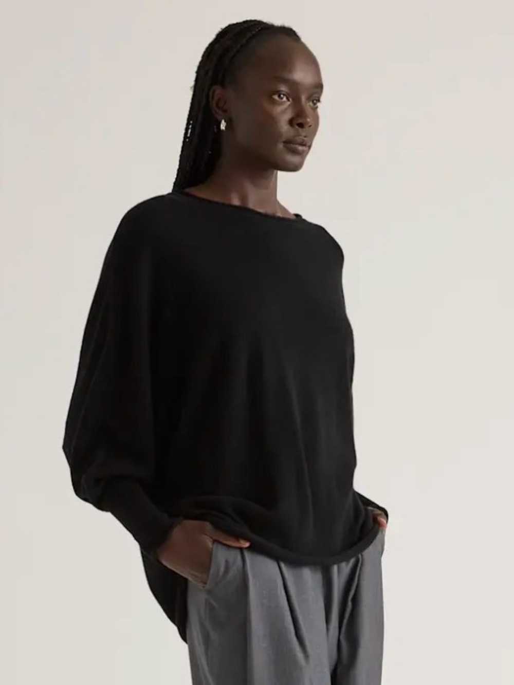 NWOT Quince Mongolian Cashmere Black Batwing Sweater Women’s Small Medium